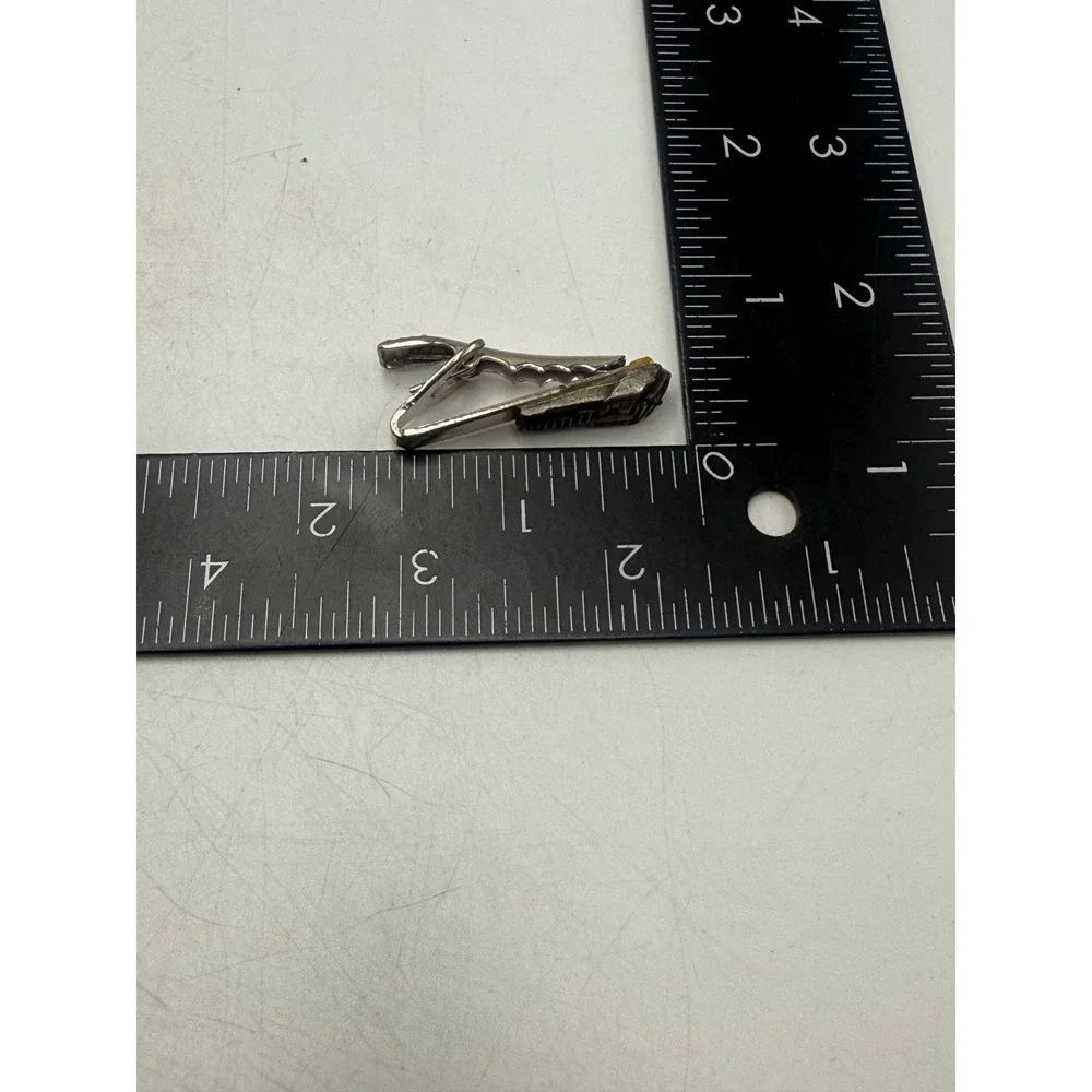 Vintage Locomotive Train Engine Tie Clip Silver Tone Railroad Accessory